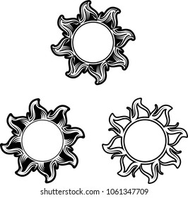 Tribal Tattoo Sun Design Vector Art Illustration