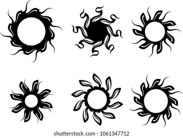 Tribal Tattoo Sun Design Vector Art Illustration