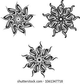 Tribal Tattoo Sun Design Vector Art Illustration