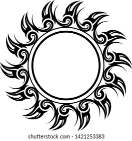 Tribal Tattoo Sun Design Vector Art Illustration