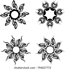 Tribal Tattoo Sun Design Vector Art Illustration