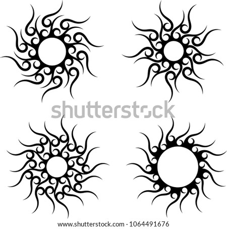Tribal Tattoo Sun Design Vector Art Illustration
