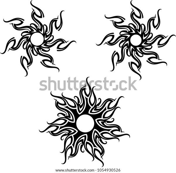 Tribal Tattoo Sun Design Vector Art Stock Vector (Royalty Free) 1054930526