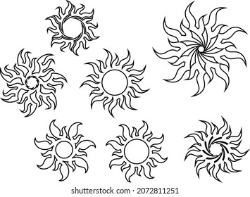 Tribal Tattoo Sun, Flame Tribal Design Vector Illustration