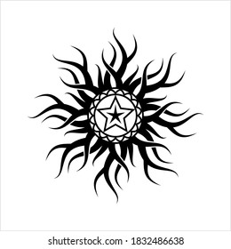 Tribal Tattoo Sun Star Vector Art Illustration