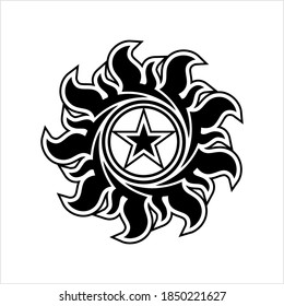 Tribal Tattoo Sun Star Vector Art Illustration