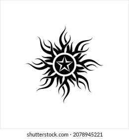 Ilustración de arte del vector estrella del tatuaje tribal Sun Star