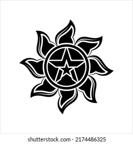 Tribal Tattoo Sun Star Vector Art Illustration