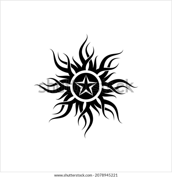 Tribal Tattoo Sun\
Star Vector Art\
Illustration