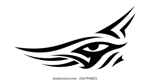 Tribal Tattoo and T Shirt Design Black And White Hand Drawing Vector Illustration Special Fantasy Devil Eyes, Face Mask