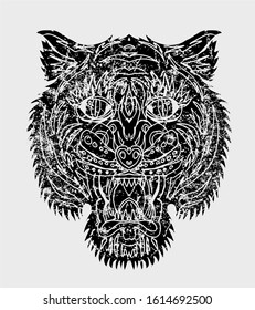 tribal tattoo tiger graphic design vector art