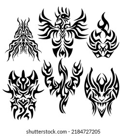 Tribal Tattoo Totemic Design Elements Set