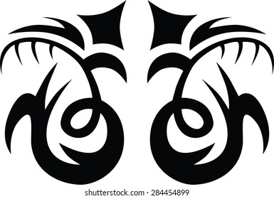 Tribal tattoo vector design sketch. Sleeve art abstract pattern arm. Simple logo on white background. Designer isolated abstract element for arm, leg, shoulder men and women.