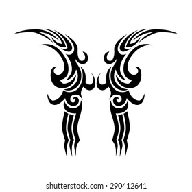 Tribal tattoo vector design sketch. Sleeve art abstract pattern arm. Simple logo on white background. Designer isolated abstract element for arm, leg, shoulder men and women.