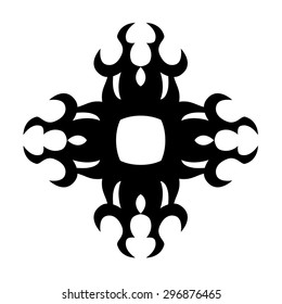 Tribal tattoo vector design sketch. Art cross decorative black ornament. Simple logo on white background. Designer isolated abstract element for arm, leg, shoulder men and women.