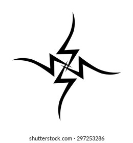 Tribal tattoo vector design sketch. Art cross decorative black ornament. Simple logo on white background. Designer isolated abstract element for arm, leg, shoulder men and women.