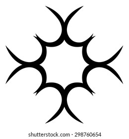 Tribal tattoo vector design sketch. Art cross decorative black ornament. Simple logo on white background. Designer isolated abstract element for arm, leg, shoulder men and women.
