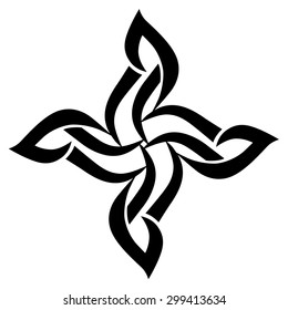 Tribal tattoo vector design sketch. Art cross decorative black ornament. Simple logo on white background. Designer isolated abstract element for arm, leg, shoulder men and women.