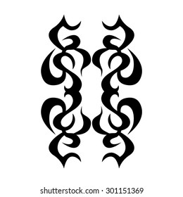 Tribal tattoo vector design sketch. Sleeve art abstract pattern arm. Simple logo on white background. Designer isolated abstract element for arm, leg, shoulder men and women.