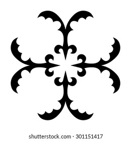 Tribal tattoo vector design sketch. Art cross decorative black ornament. Simple logo on white background. Designer isolated abstract element for arm, leg, shoulder men and women.