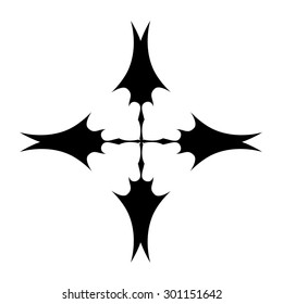 Tribal tattoo vector design sketch. Art cross decorative black ornament. Simple logo on white background. Designer isolated abstract element for arm, leg, shoulder men and women.