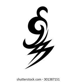 Tribal tattoo vector design sketch. Sleeve art abstract pattern arm. Simple logo on white background. Designer isolated abstract element for arm, leg, shoulder men and women.