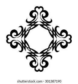 Tribal tattoo vector design sketch. Art cross decorative black ornament. Simple logo. Designer isolated abstract element for arm, leg, shoulder men and women on white background.