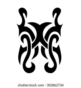 Tribal tattoo vector design sketch. Sleeve art abstract pattern arm. Simple logo. Designer isolated abstract element for arm, leg, shoulder men and women on white background.