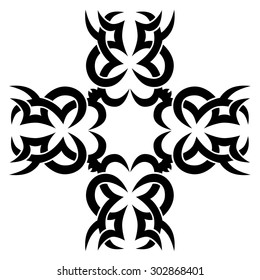 Tribal tattoo vector design sketch. Art cross pattern. Simple logo. Designer isolated abstract element for arm, leg, shoulder men and women on white background.