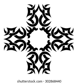 Tribal tattoo vector design sketch. Art cross pattern. Simple logo. Designer isolated abstract element for arm, leg, shoulder men and women on white background.