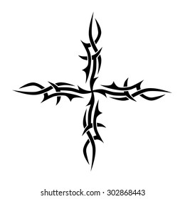 Tribal tattoo vector design sketch. Art cross pattern. Simple logo. Designer isolated abstract element for arm, leg, shoulder men and women on white background.
