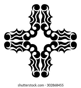 Tribal tattoo vector design sketch. Art cross pattern. Simple logo. Designer isolated abstract element for arm, leg, shoulder men and women on white background.