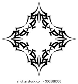 Tribal tattoo vector design sketch. Art cross pattern. Simple logo. Designer isolated abstract element for arm, leg, shoulder men and women on white background.