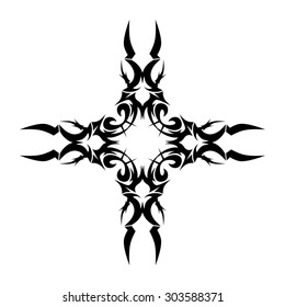 Tribal tattoo vector design sketch. Art cross pattern. Simple logo. Designer isolated abstract element for arm, leg, shoulder men and women on white background.