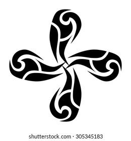 Tribal tattoo vector design sketch. Art cross decorative black ornament. Simple logo. Designer isolated abstract element for arm, leg, shoulder men and women on white background.
