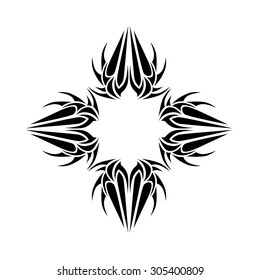 Tribal tattoo vector design sketch. Art cross decorative black ornament. Simple logo. Designer isolated abstract element for arm, leg, shoulder men and women on white background.