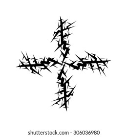 Tribal tattoo vector design sketch. Art cross decorative black ornament. Simple logo. Designer isolated abstract element for arm, leg, shoulder men and women on white background.