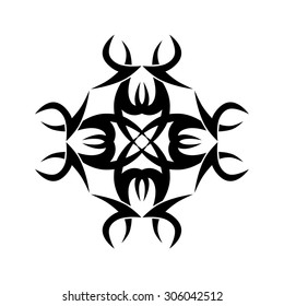 Tribal tattoo vector design sketch. Art cross decorative black ornament. Simple logo. Designer isolated abstract element for arm, leg, shoulder men and women on white background.