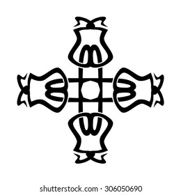Tribal tattoo vector design sketch. Art cross decorative black ornament. Simple logo. Designer isolated abstract element for arm, leg, shoulder men and women on white background.