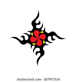 Tribal tattoo vector design sketch. Art cross decorative black ornament. Simple logo. Designer isolated abstract element for arm, leg, shoulder men and women on white background.