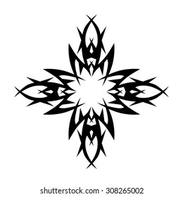 Tribal tattoo vector design sketch. Art cross pattern. Simple logo. Designer isolated abstract element for arm, leg, shoulder men and women on white background.
