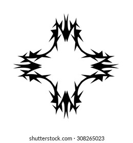 Tribal tattoo vector design sketch. Art cross decorative black ornament. Simple logo. Designer isolated abstract element for arm, leg, shoulder men and women on white background.