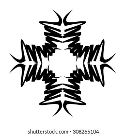 Tribal tattoo vector design sketch. Art cross decorative black ornament. Simple logo. Designer isolated abstract element for arm, leg, shoulder men and women on white background.