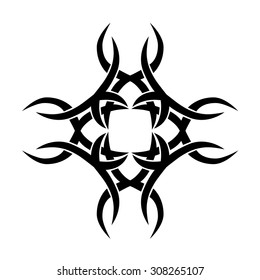 Tribal tattoo vector design sketch. Art cross decorative black ornament. Simple logo. Designer isolated abstract element for arm, leg, shoulder men and women on white background.