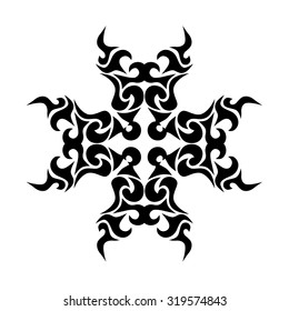 Tribal tattoo vector design sketch. Art cross decorative ornament. Simple logo. Designer isolated abstract element for arm, leg, shoulder men and women on white background.