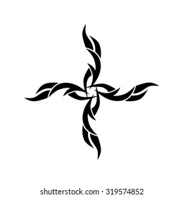 Tribal tattoo vector design sketch. Art cross decorative ornament. Simple logo. Designer isolated abstract element for arm, leg, shoulder men and women on white background.