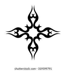 Tribal tattoo vector design sketch. Art cross decorative ornament. Simple logo. Designer isolated abstract element for arm, leg, shoulder men and women on white background.