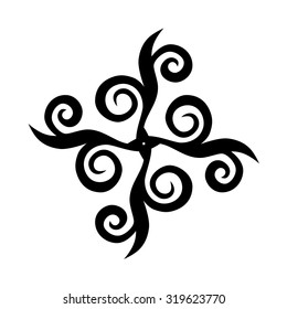 Tribal tattoo vector design sketch. Art cross decorative ornament. Simple logo. Designer isolated abstract element for arm, leg, shoulder men and women on white background.