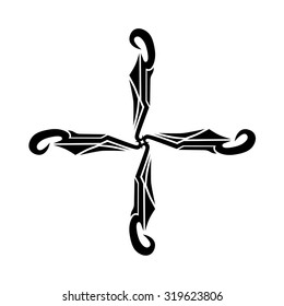 Tribal tattoo vector design sketch. Art cross decorative ornament. Simple logo. Designer isolated abstract element for arm, leg, shoulder men and women on white background.