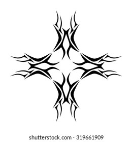 Tribal tattoo vector design sketch. Art cross decorative ornament. Simple logo. Designer isolated abstract element for arm, leg, shoulder men and women on white background.